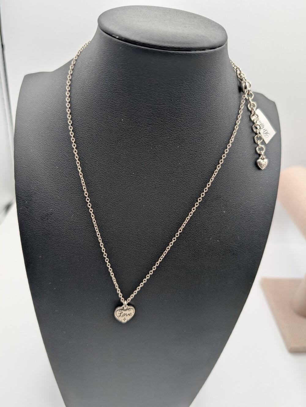 Brighton Love Blooms Heart Pendant Necklace Silver Tone Cable Chain Adjustable